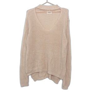 Sadie&Sage light pink choker v neck sweater new without tags Large 22H